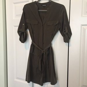 Express button down pocket shirt dress